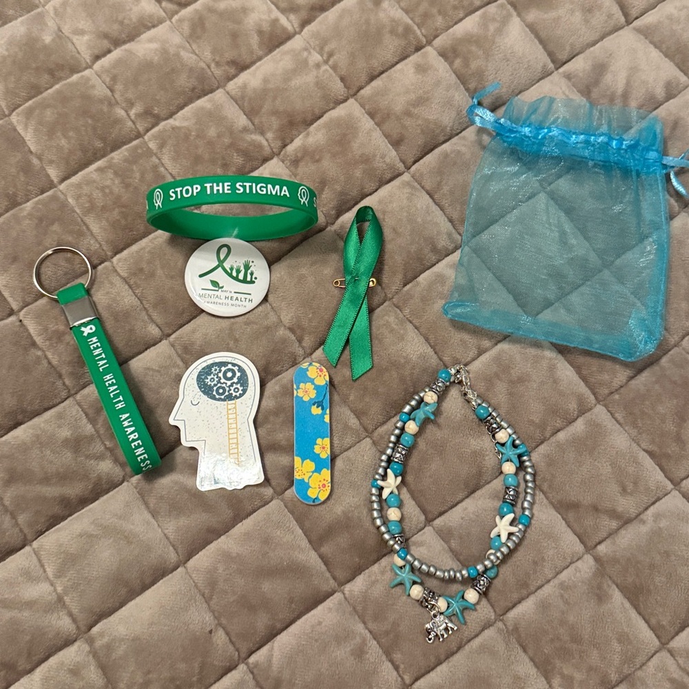Mental Health Awareness Accessories Set plus bracelet.